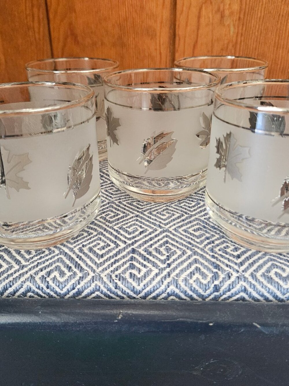 Vintage Libbey Silver Leaf Lowball Glasses, Set of 5